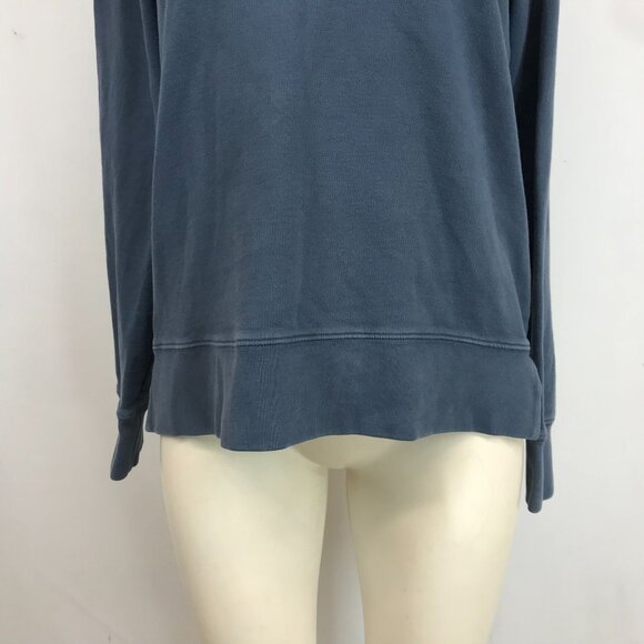 MARINE LAYER - WOMEN'S SMALL - BLUE LONG SLEEVE MOCK COLLAR COTTON TOP SHIRT - Picture 3 of 8